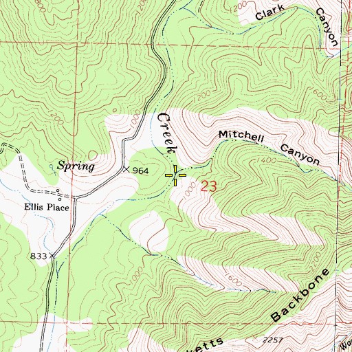 Topographic Map of Mitchell Canyon, CA