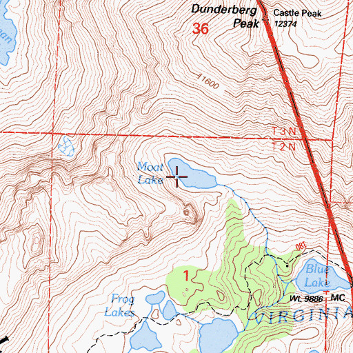 Topographic Map of Moat Lake, CA