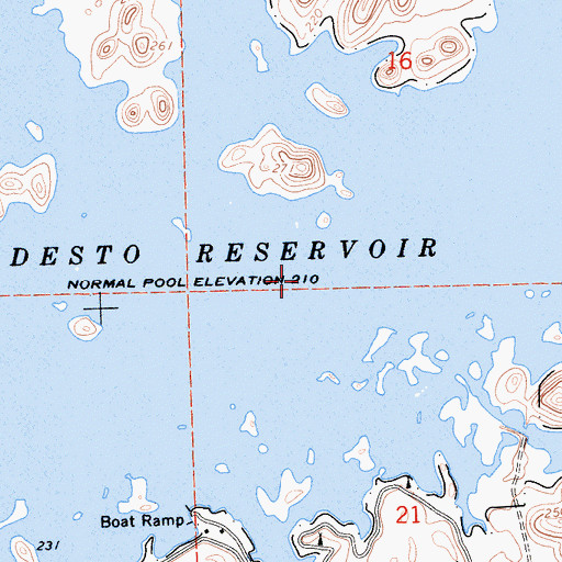Topographic Map of Modesto Reservoir, CA