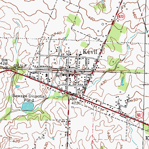 Topographic Map of Kevil Fire Department, KY