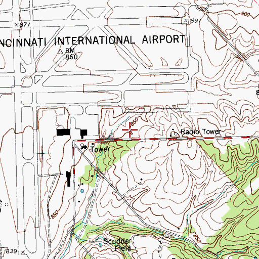 Topographic Map of Cincinnati / Northern Kentucky International Airport Fire Department #1, KY