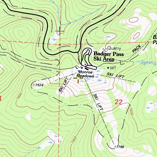 Topographic Map of Monroe Meadows, CA
