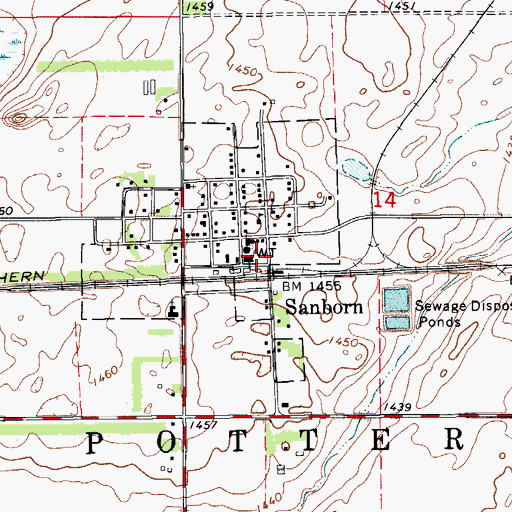 Topographic Map of Sanborn Rural Fire Department, ND