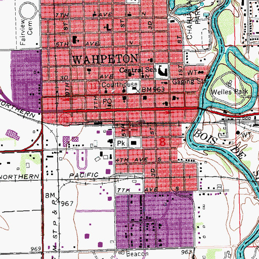 Topographic Map of Wahpeton Fire Department Main Station, ND