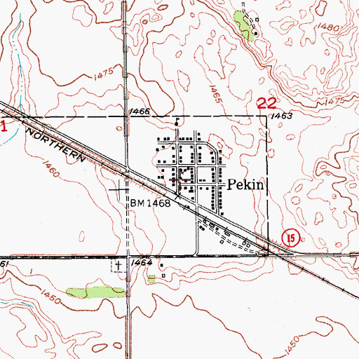 Topographic Map of Pekin Fire Protection District Station, ND