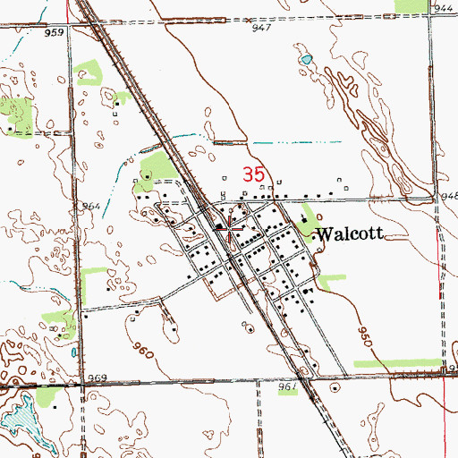 Topographic Map of Walcott - Colfax Fire Protection District Walcott Fire Station, ND