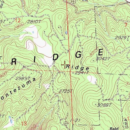Topographic Map of Montezuma Ridge, CA