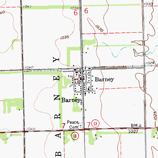 Topographic Map of Barney Fire Station, ND