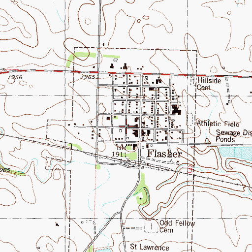 Topographic Map of Flasher Fire Department, ND