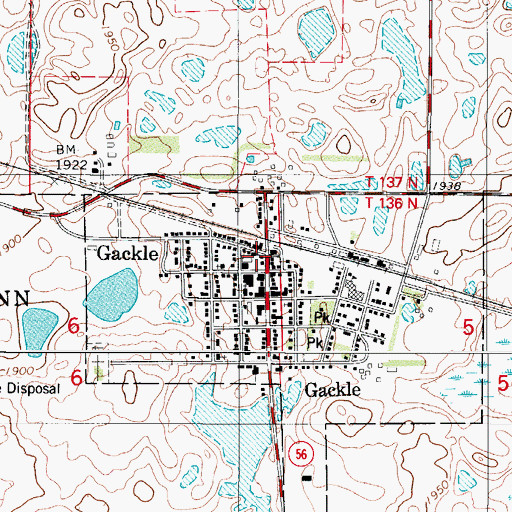 Topographic Map of Gackle Rural Fire Station, ND