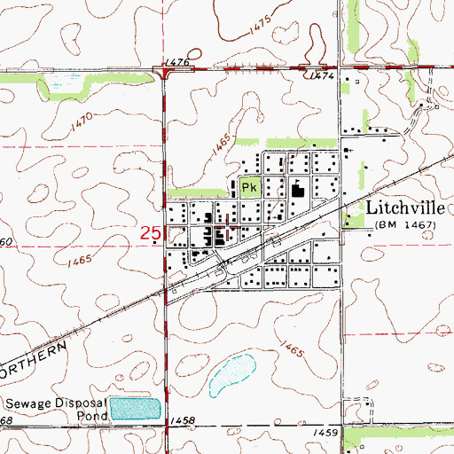 Topographic Map of Litchville Fire Station, ND