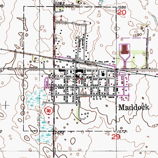 Topographic Map of Maddock Fire Department, ND