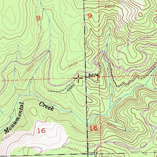 Topographic Map of Monumental Creek Trail, CA