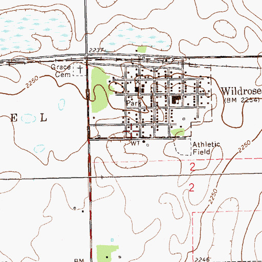 Topographic Map of Wildrose Fire Protection District, ND