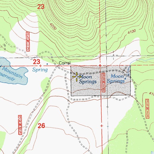 Topographic Map of Moon Springs, CA