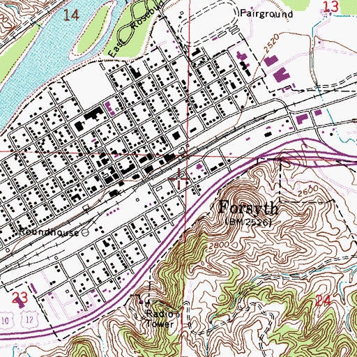Topographic Map of Rosebud County Ambulance Service, MT