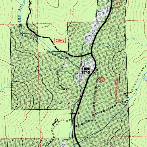 Topographic Map of Moonlight Creek, CA