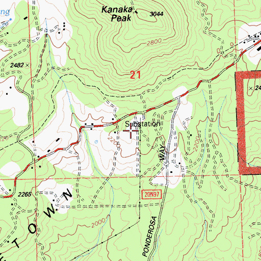 Topographic Map of Mooretown Ridge, CA
