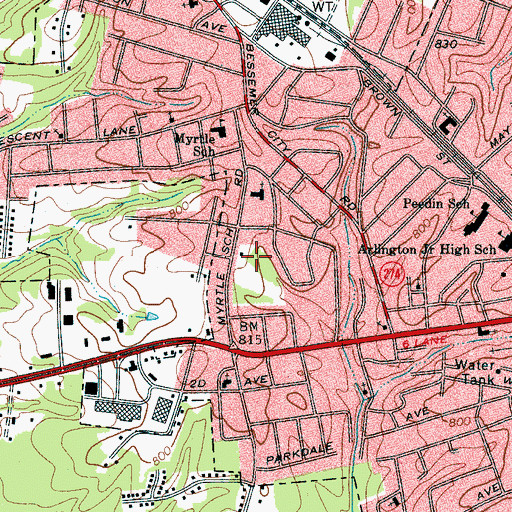 Topographic Map of Gastonia City Fire Department Station 1, NC