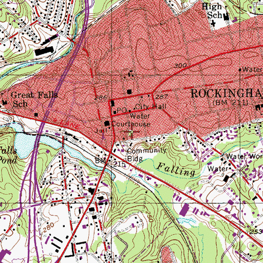 Topographic Map of Rockingham Fire Department Station 1 Headquarters, NC