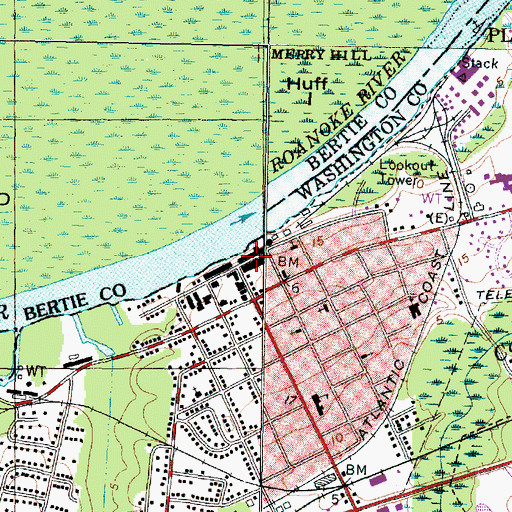 Topographic Map of Plymouth Fire Department, NC
