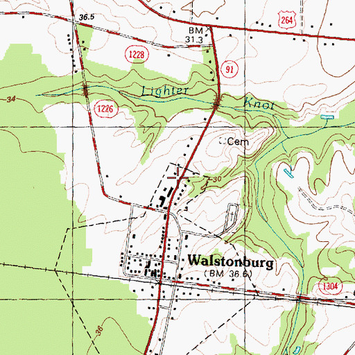 Topographic Map of Walstonburg Rural Fire Association, NC