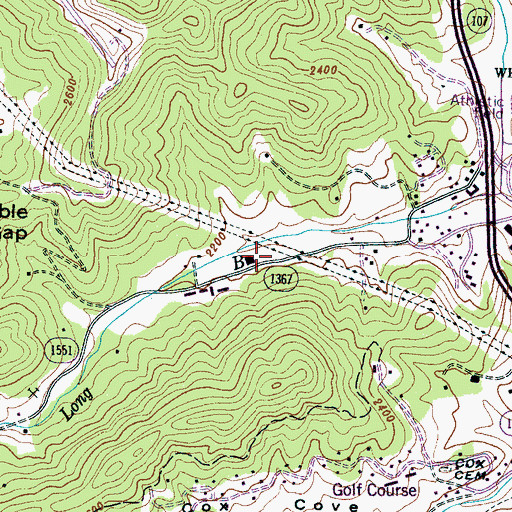 Topographic Map of Cullowhee Volunteer Fire Department Station 1, NC