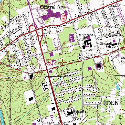 Topographic Map of Eden Fire Department Station 4, NC