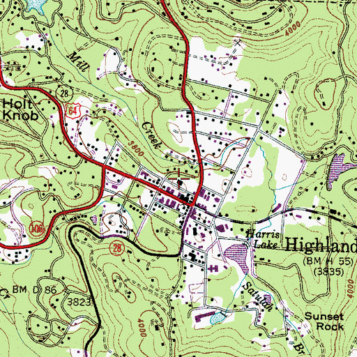 Topographic Map of Highlands Fire Department, NC