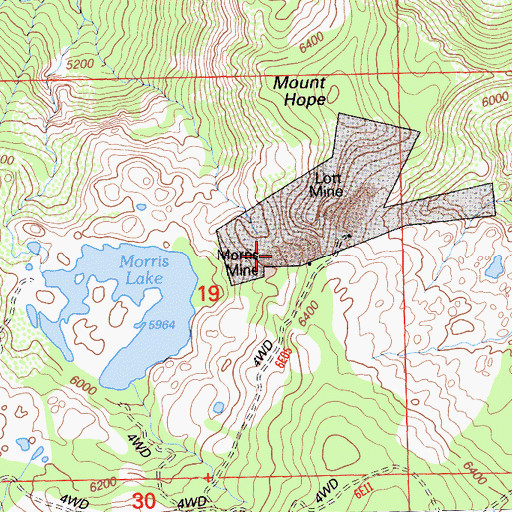 Topographic Map of Morris Mine, CA