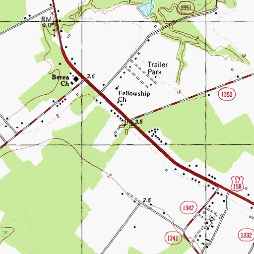 Topographic Map of Pasquotank - Providence Volunteer Fire Department, NC