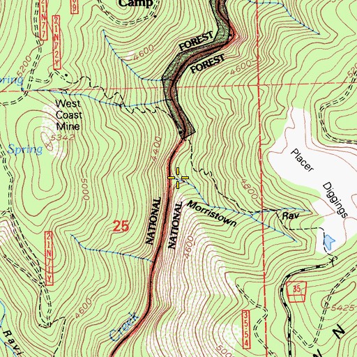 Topographic Map of Morristown Ravine, CA