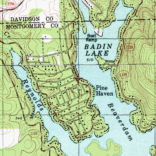 Topographic Map of Badin Lake Volunteer First Response and Rescue - Pinehaven, NC