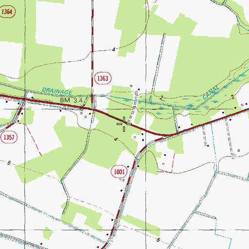 Topographic Map of Pasquotank Newland Volunteer Fire Department, NC