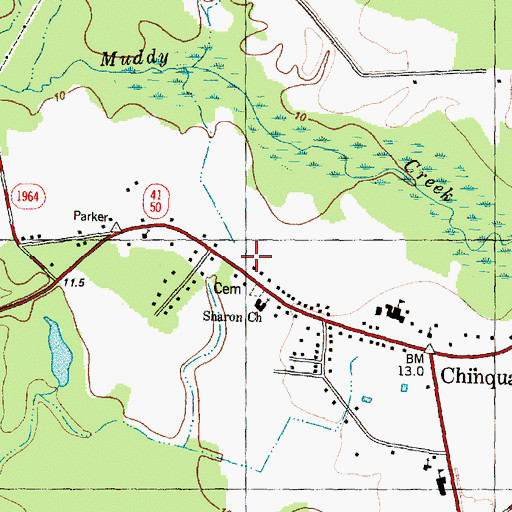 Topographic Map of Chinquapin Volunteer Fire and Rescue, NC