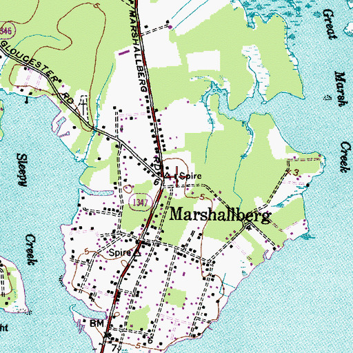 Topographic Map of Marshallberg Volunteer Fire Department, NC
