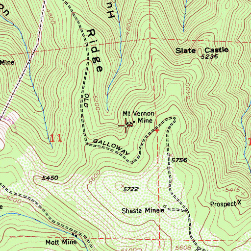 Topographic Map of Mount Vernon Mine, CA