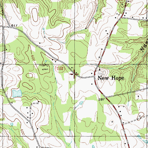 Topographic Map of New Hope Volunteer Fire Department Station 17, NC