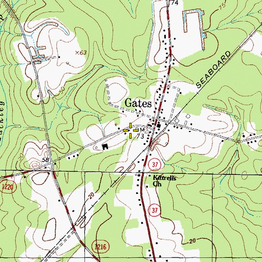 Topographic Map of Gates Volunteer Fire Department, NC