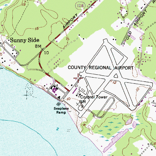 Topographic Map of Dare County Regional Airport Fire Station, NC