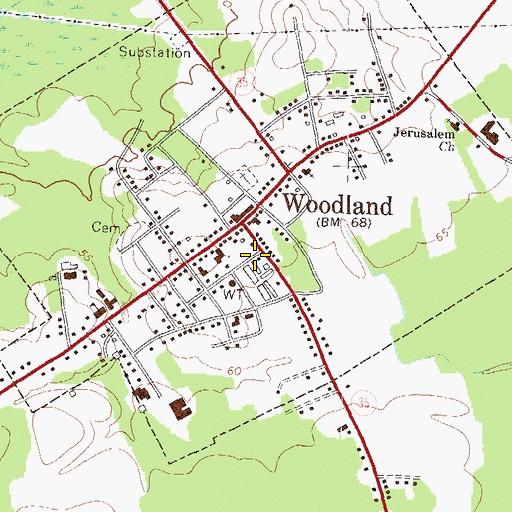 Topographic Map of Woodland Fire Department, NC