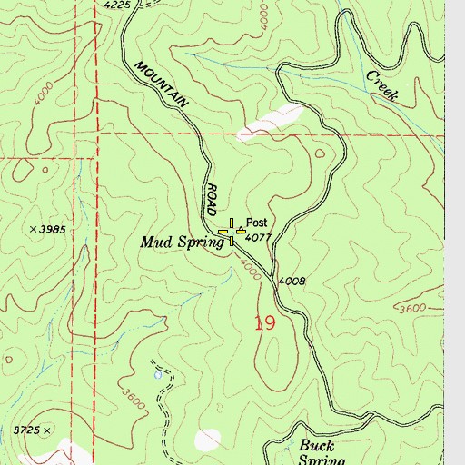 Topographic Map of Mud Spring, CA