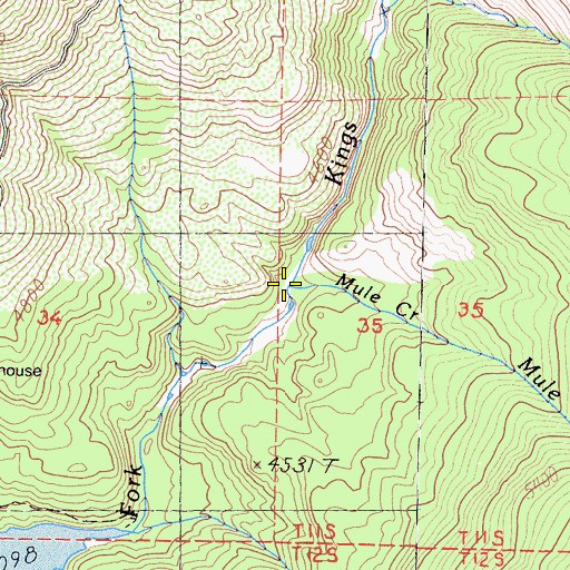 Topographic Map of Mule Creek, CA