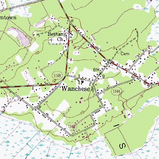 Topographic Map of Roanoke Island Volunteer Fire Department Station 17 South Station, NC