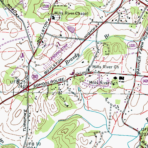 Topographic Map of Mills River Fire and Rescue, NC