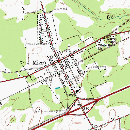 Topographic Map of Micro Volunteer Fire Department, NC