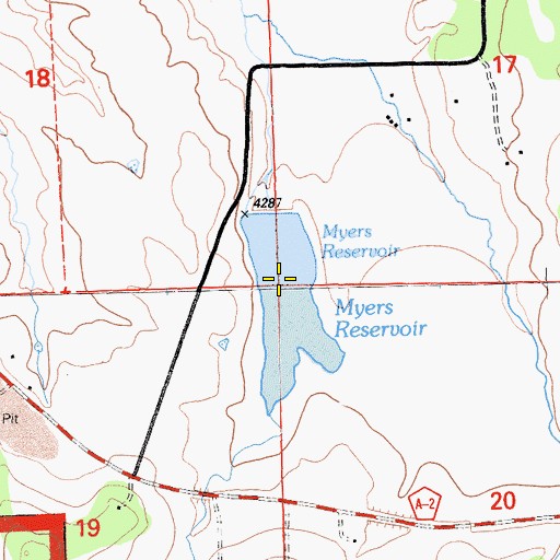 Topographic Map of Myers Reservoir, CA
