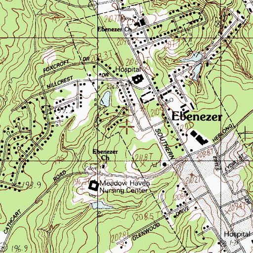 Topographic Map of HealthSouth Rehabilitation Hospital of Rock Hill, SC