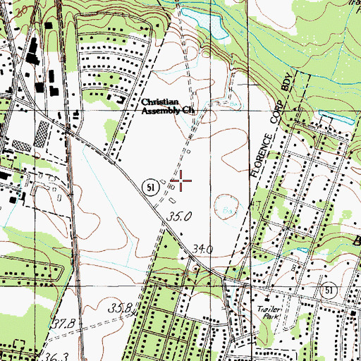 Topographic Map of Physicians Surgery Center of Florence, SC