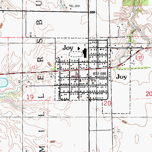 Topographic Map of Joy Community Fire Protection District, IL